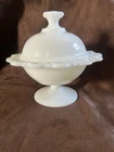 Vintage Anchor Hocking Milk Glass Candy Dish With Lid