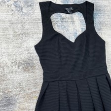 Y2K Black Textured Mini Dress Womens Medium Coquette Minimalist Night Out