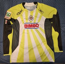 Camiseta deportiva Chivas 2008 Reebok visitante manga larga talla L con parche Libertadores