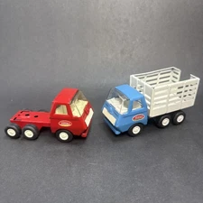 Vintage Tonka Mini Stake Bed Dump Truck 1970’s Blue & White & Red Semi Tractor