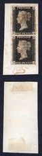Product Image: Penny Black (MA/NA) Plate 7 VERTICAL Pair on Piece 4 Margins Cat 1400 pounds