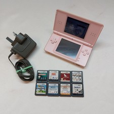 Nintendo DS Lite Baby Pink Handheld Fully Working w/Charger VGC + Games