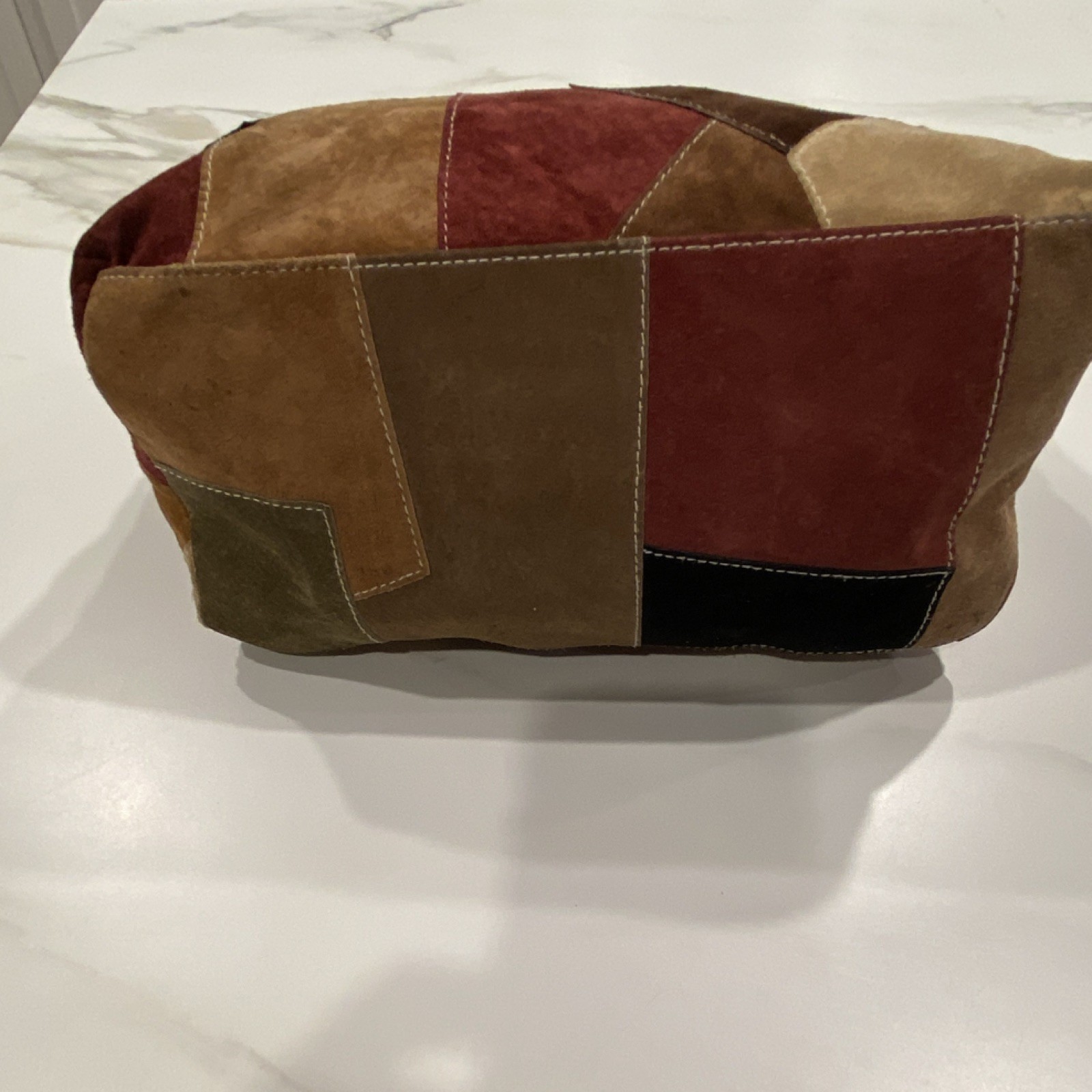 Leather Patchwork Brass Hardware Shoulder Bag Wit… - image 2