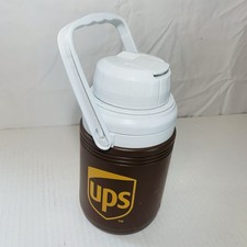 VTG UPS Coleman Plastic Thermos w/Handle Straw Hole Twist Lid Brown 9โ USA Made