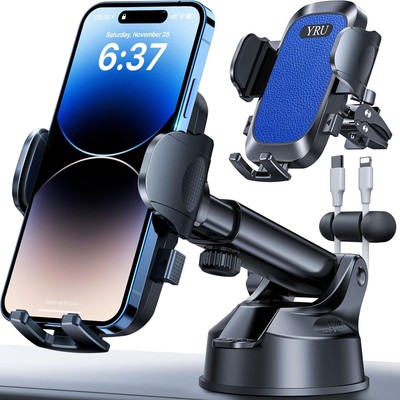 YRU [2025 Upgrade Extreme Strong Suction] Car Phone Holder Mount,[Bumpy Blue 