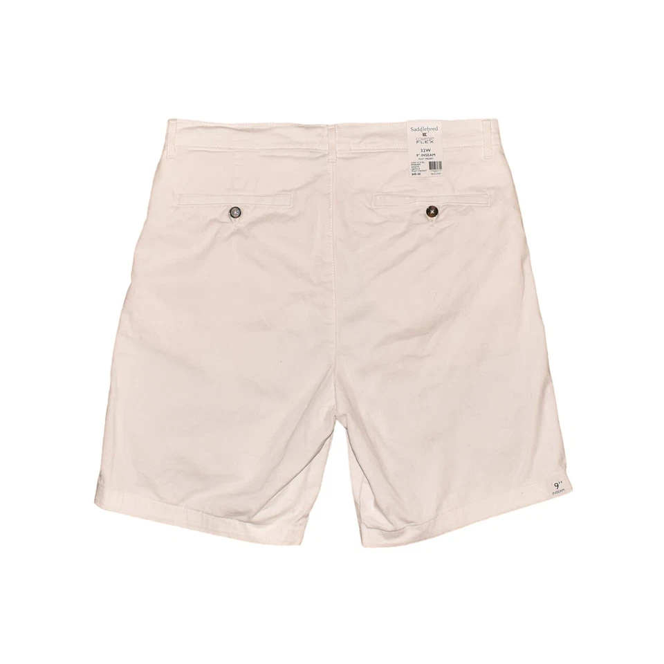 Pantalón Chino SADDLEBRED NUEVO $50 Comfort Flex 9" Frente Plano Blanco Para Hombre 32 Foto 2 de 3