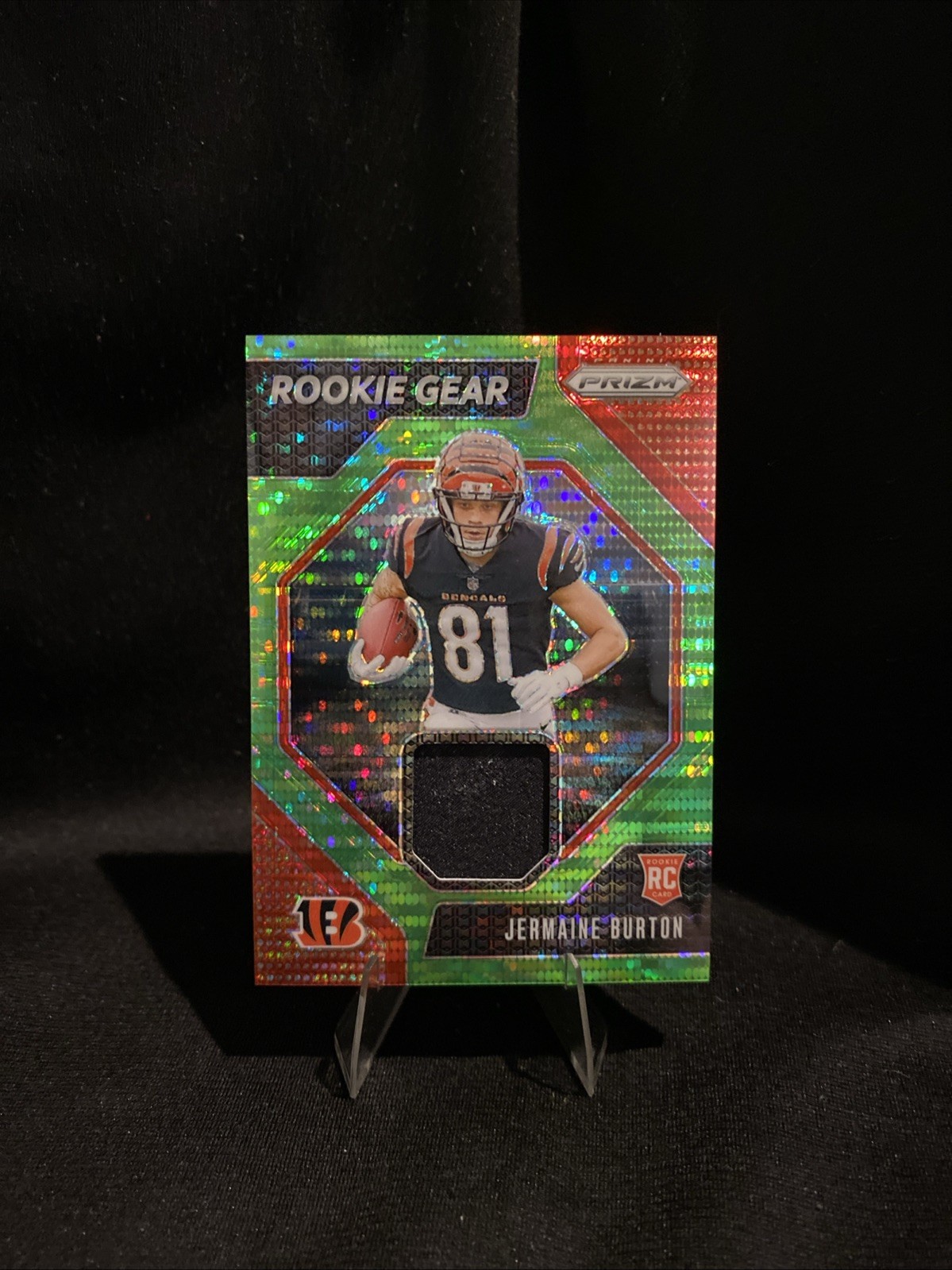 2024 Panini Prizm - Rookie Gear Jermaine Burton #RG-JBN Neon Green Pulsar RC