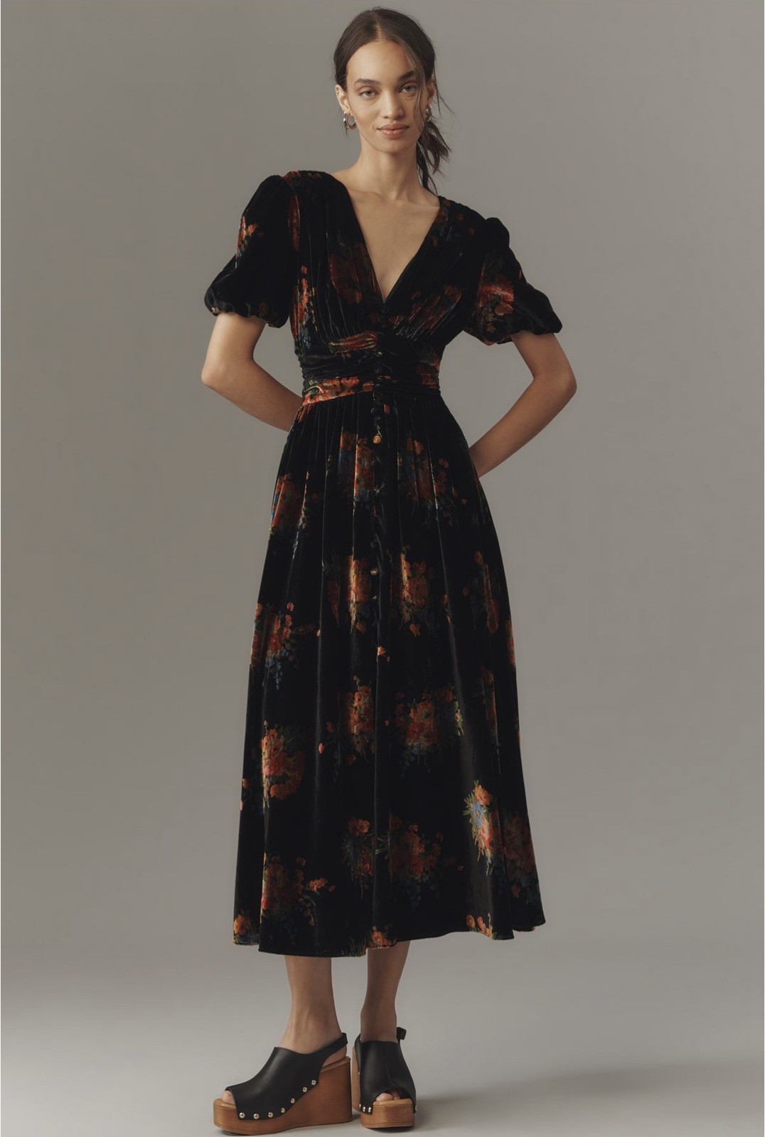 NEW Anthropologie The Katerina Button-Front Dress: Velvet Edition, Size XXS READ