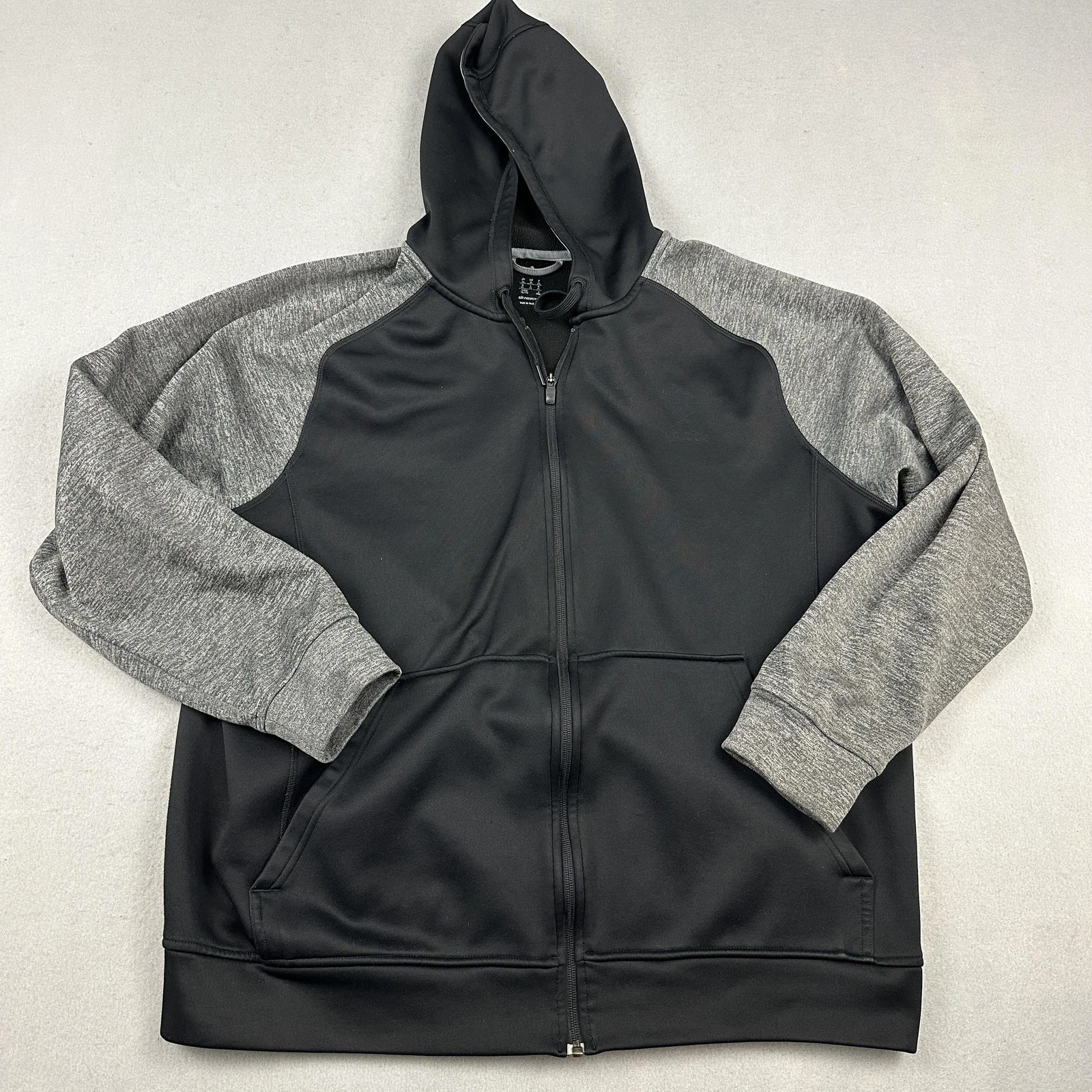Adidas Climawarm Hoodie Men XL Black Gray Full Zip Fleece Sweatshirt Training *