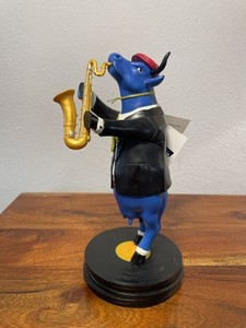Cow Blues #7729 Cow Parade Cow Playing Saxophone Figurine jazz 