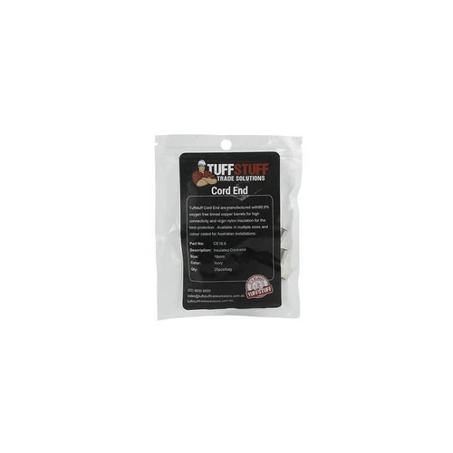 TuffStuff Trade Solutions TuffStuff CE16.0 | Boot Lace Ferrules 16mm Ivory 25 B - Picture 2 of 2