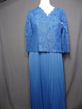 Alex Evenings 3/4 sleeve Royal Blue V-neck Lace Dress size 6P