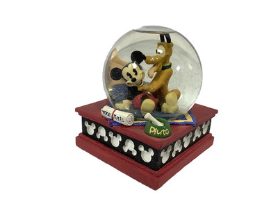 Retired Disney Mickey Mouse and Pluto Musical Snow Globe Best Friends Toon Times