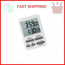 Taylor Dual Event Digital Timer w/Clock, White
