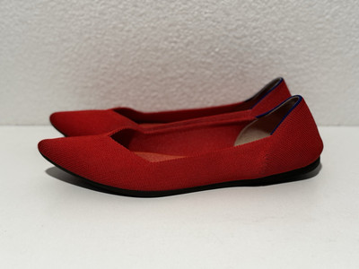 Rothy s Womens The Point Ballet Flats Shoes Sz 9 Red Slip On Comfort Casual Work