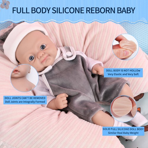 IVITA 12'' Realistic Silicone Boy Doll Blue Eyes Reborn Baby Newborn Doll - Picture 11 of 12