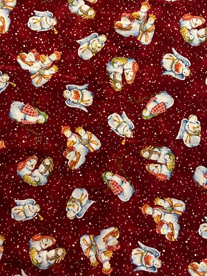 Snowman Nativity Fabric O'Snowy Night Fabric Red Rooster Fabric Sold by the Yard