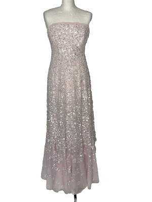 Needle &Thread maxi dress UK10 US8 pink gown strapless sequin pretty BNWT