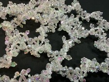 27  Faceted Clear Opalescent  Silver Spiral Bead Garland, Christmas  Weddings