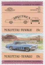 1985 Cars Lincoln Mk II Rare Tuvalu Stamp with SPECIMEN Overprint MNH** LX119
