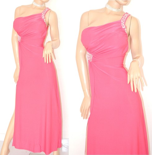 ABITO LUNGO donna ROSA FUCSIA vestito da sera MONOSPALLA cerimonia elegante  60X | eBay