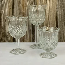 Home Interiors and Gifts 3 Piece Stemmed Candle Holder Set Homco 1122-BD Vintage