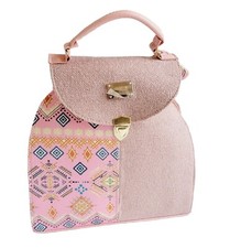 Mexican Faux Embroidery Backpack Multicolor Woven Faux Leather Boho NEW