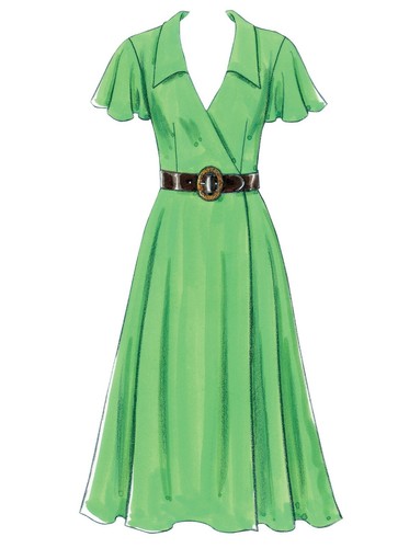 BUTTERICK SEWING PATTERN 5030 MISSES 8-14 EASY FLARED WRAP DRESS, SLEEVE OPTIONS - Picture 7 of 11