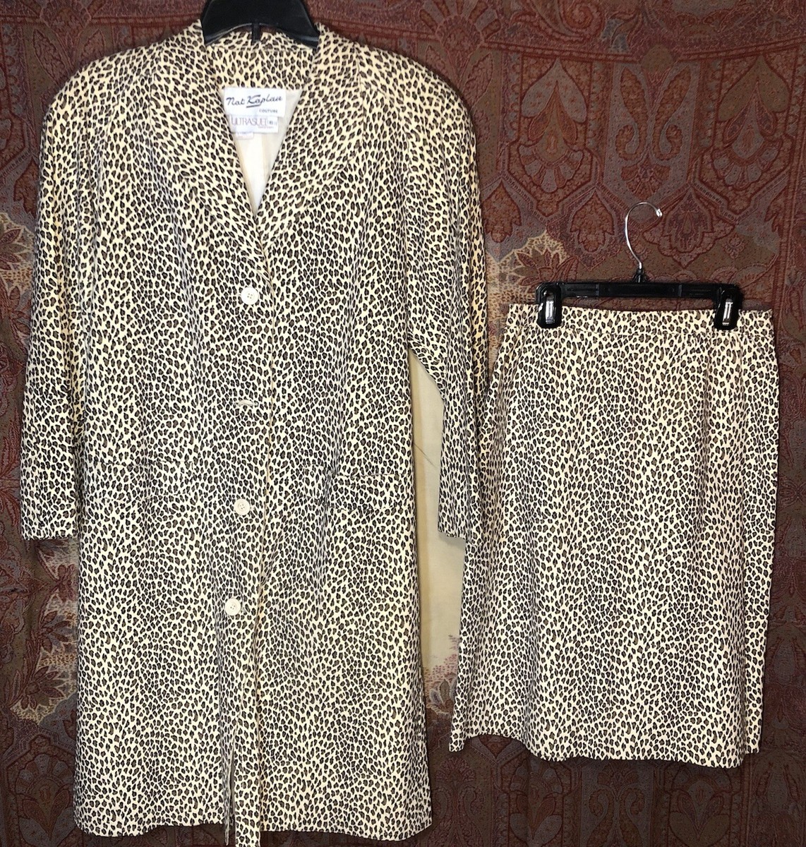 Vintage Ultra Suede 2 Pc Leopard Skirt Topper Jacket Nat Vintage Ultra Suede 2 Pc Leopard Skirt Topper Jacket Nat