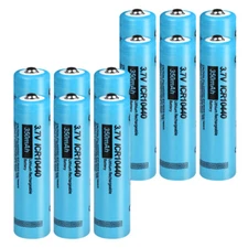 12PCS 10440 3.7V Rechargeable Li-ion AAA Battery Button Top for Flashlights