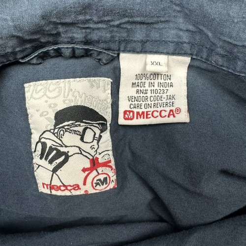 VTG Mecca Short Sleeve Button Up Mens 2XL Blue With Colored Stripes Short Sleeve - Picture 2 of 8