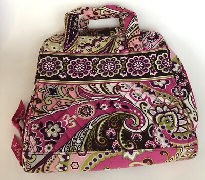 Vera Bradley Pink Lime Floral Make Up Jewelry Accessory Travel Bag Zip  
