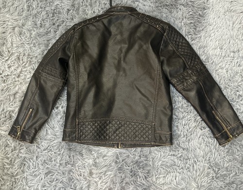 LIKA RULLA Kids Distressed Motorcycle Zippered Faux-leather Jacket Size 7/8 - Picture 2 of 7