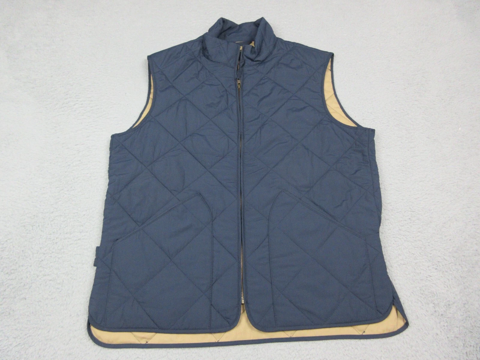 J Crew Vest Mens Adult Medium Blue Quilted Zip Outdoors Pockets Coat