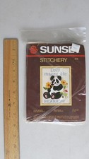 Sunset Stitchery Love Makes Life Bearable Panda Bear 608 Vintage 1981 4x5