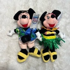 Disney Store Hula Minnie Tourist Mickey bean bag plush lot