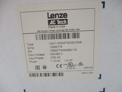 NEW LENZE AC TECH ESV112N04TMCXX1E48 SMV INVERTER DRIVE