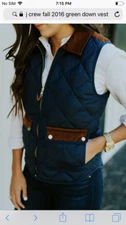 J. Crew Down Puffer Vest/Jacket Corduroy Trim S/M