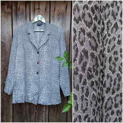 90s Snow Leopar blouse women BIAGGINI Vintage summer Grey blouses Retro clothes
