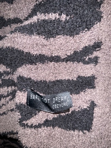 Barefoot Dreams Tiger StripeThrow Blanket Cocoa/Black Cozy Chic 45” x 60” - Picture 6 of 7