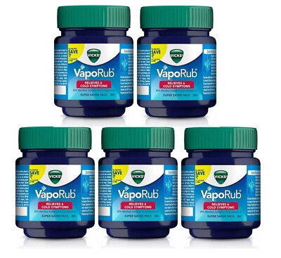 5 X Vicks Vaporub Vaporize Blocked Nose Cough Cold Nasal Congestion Headache50ML