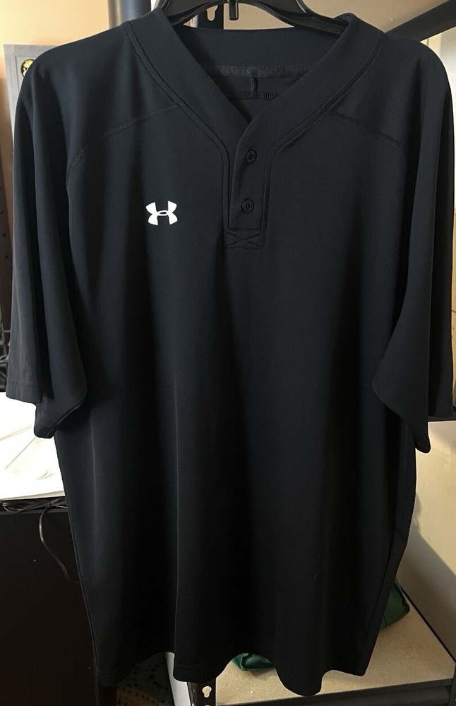 Under Armour Heat Gear Short Sleeve Shirt Men's Black Loose Fit Size XL