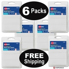 Avery 6728 Multi-Use Labels, Self-Adhesive, Removable, 1 x 3", 6 Packs