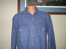 Field  Stream Mens Button Up Flannel Chamois Long Sleeve Shirt Heavy Large Blue