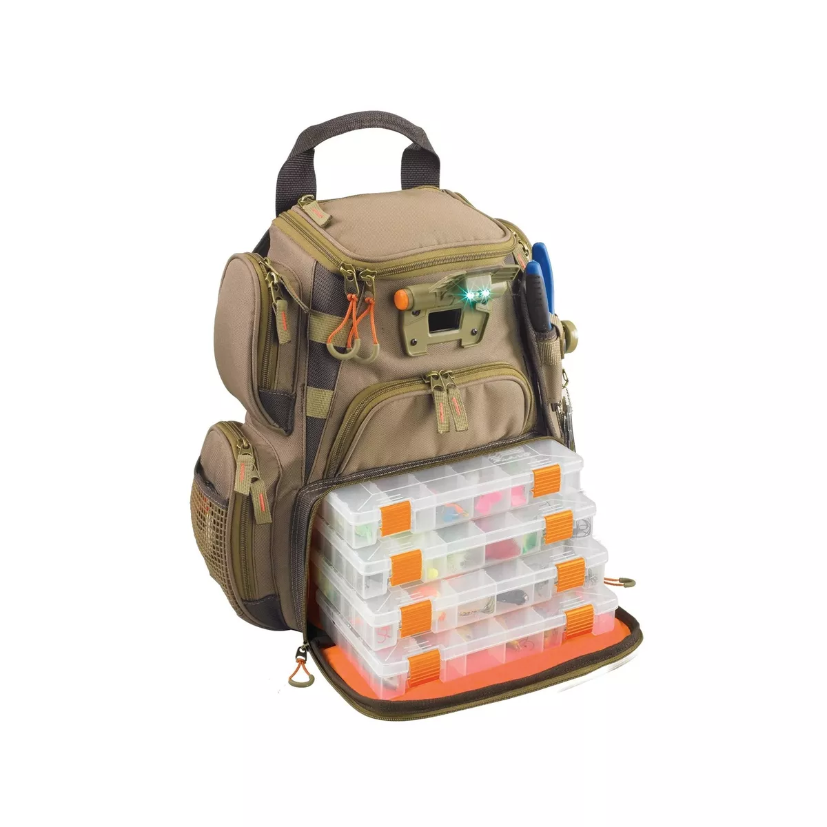 Wild River by CLC WT3503 Tackle Tek Recon Lighted Compact Tackle Backpack &  F