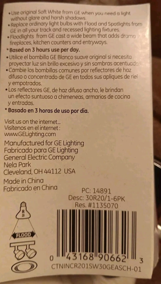 4 GE 30W R20 Indoor Flood Bulbs - Image 2 of 4