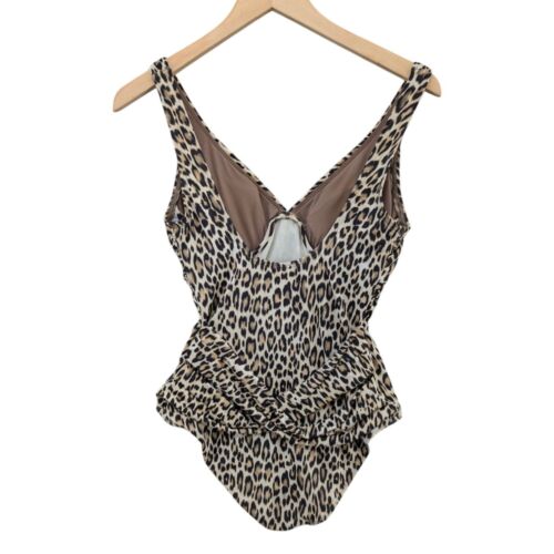 Tommy Bahama Cats Meow One Piece Swimsuit Womens Tan Leopard Print Sz 8 - Picture 2 of 11