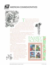 # 500 32c Xmas Family Scenes # 3108 - 3111 1996 USPS COMMEMORATIVE STAMP PANEL