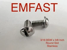 3/16 BSW x 3/8 Round Slot Machine Screw Stainless Steel Whitworth Slotted Dome