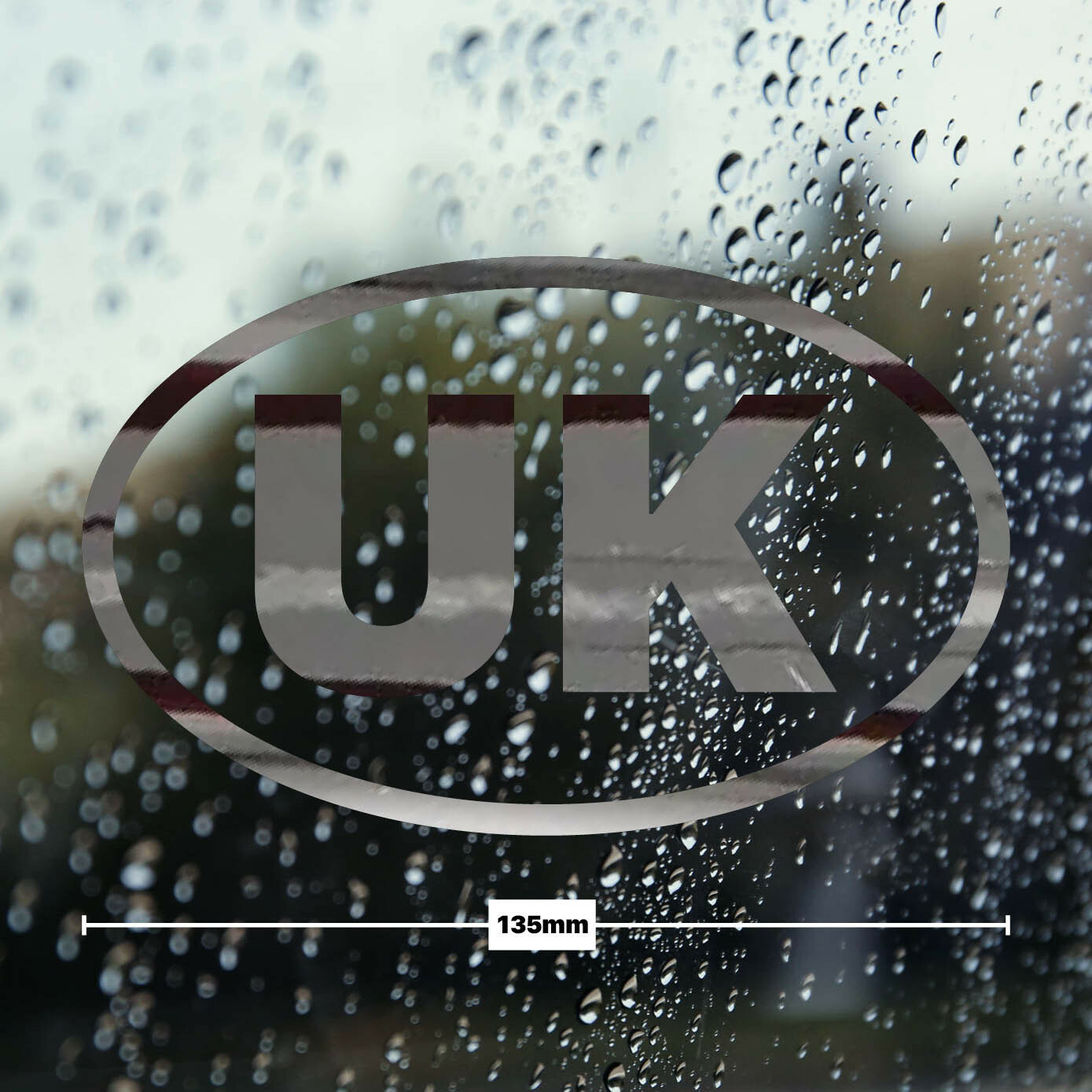 UK Car Stickers Chrome Silver Oval SelfAdhesive Vinyl New GB Stickers